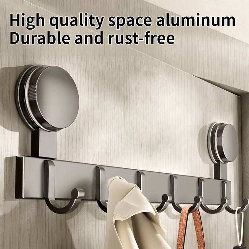 YUNJIEYA Saugnapf-Haken aus Aluminium für Badezimmer und Küche, Farbe: Silber oder Grau - Bild 1