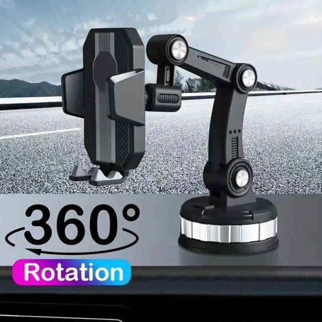 VIKEFON Universal 360-Grad Auto Telefonhalterung mit Saugnapf für Windschutzscheibe, Schwarz - Bild 1