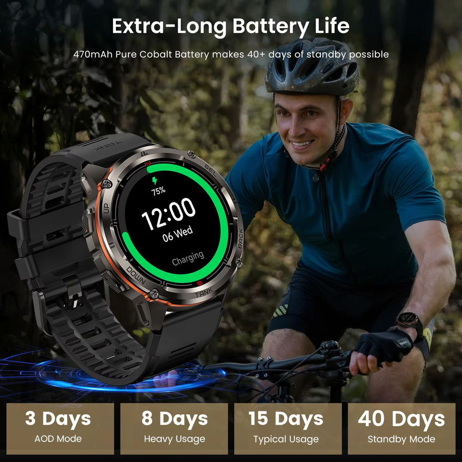 KOSPET TANK T3 Ultra Smartwatch für Männer mit GPS, Edelstahlgehäuse, 50 m wasserdicht und IP69K-Schutz, kompatibel mit Android und iOS - Bild 2