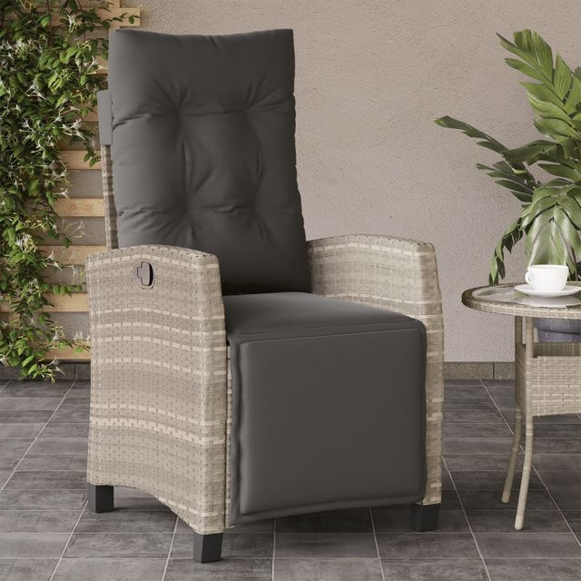 vidaXL Gartensessel mit Fußteil aus Polyrattan in Anthrazit mit UV-beständigen Kissen - Bild 3