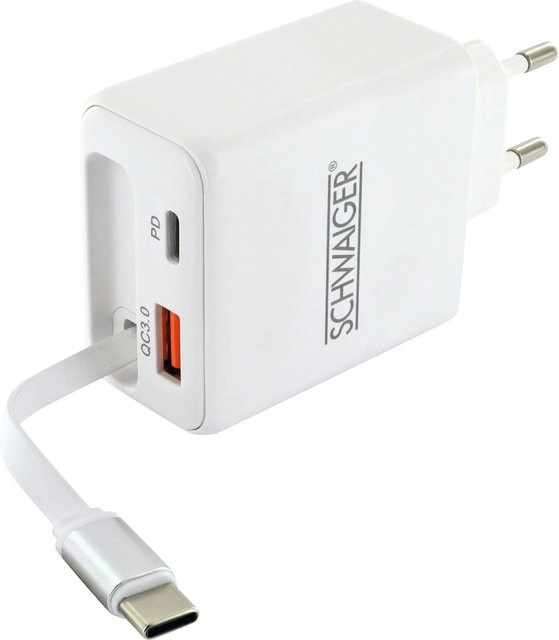 Schwaiger Ladeadapter LADR1130 mit USB-A und USB-C in Weiß - Bild 1