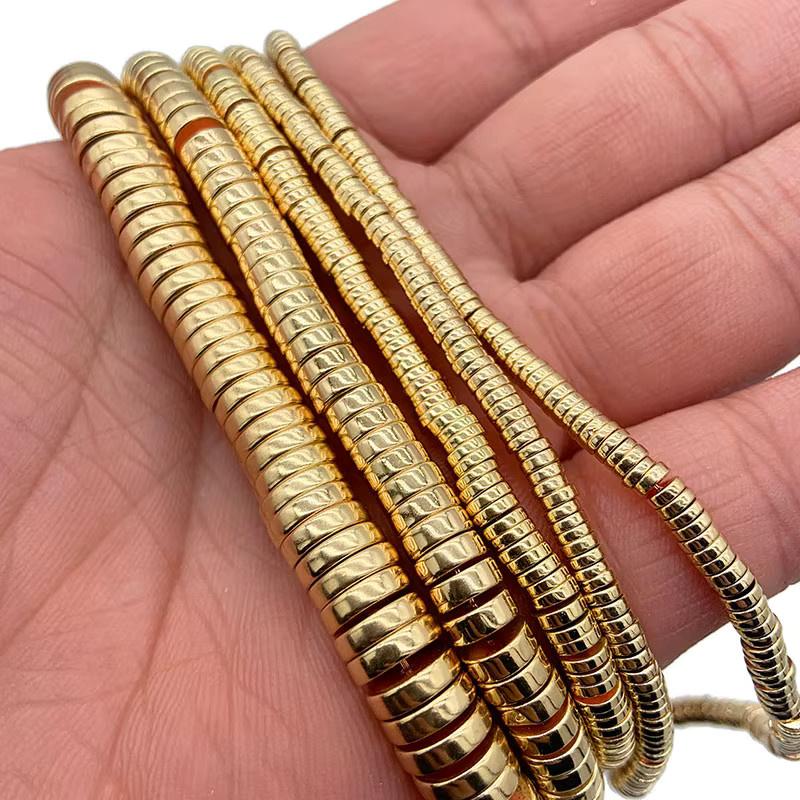 JHNBY Perlen Hämatit, Gold, Edelstahl, Unisex - Bild 3
