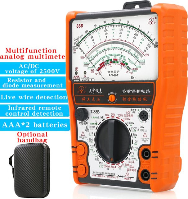 NJTY 88B Analoges Multimeter in Orange mit hochpräzisem Summer und Überlastschutz - Bild 1