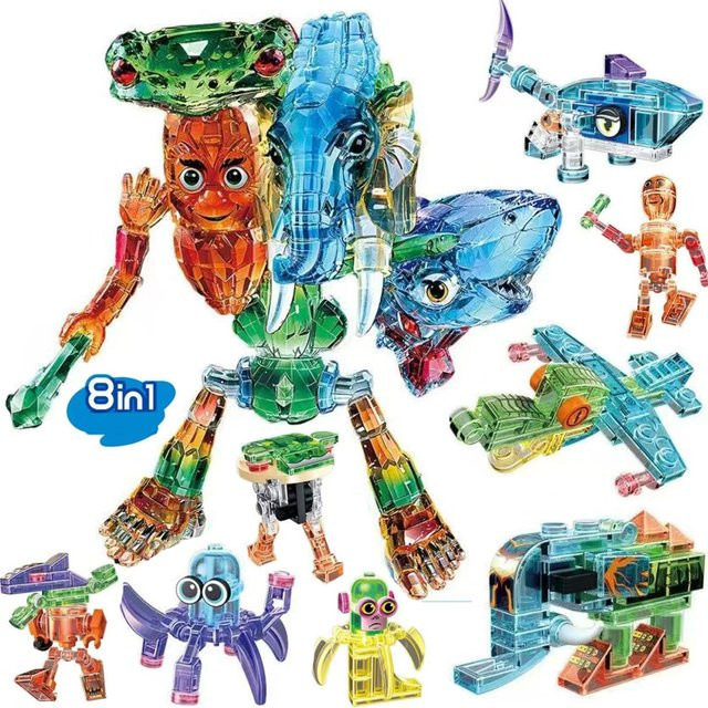 HOVFELER 8-in-1 Transparente Hai-Bausteine, Tiere, Bunt / Mehrfarbig - Bild 1