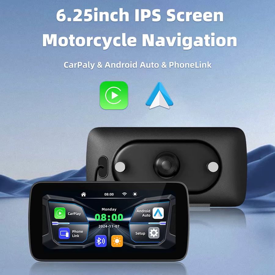 EKIY Wireless CarPlay und Android Auto Motorrad Navigation mit GPS, 6,25 Zoll, Schwarz - Bild 2