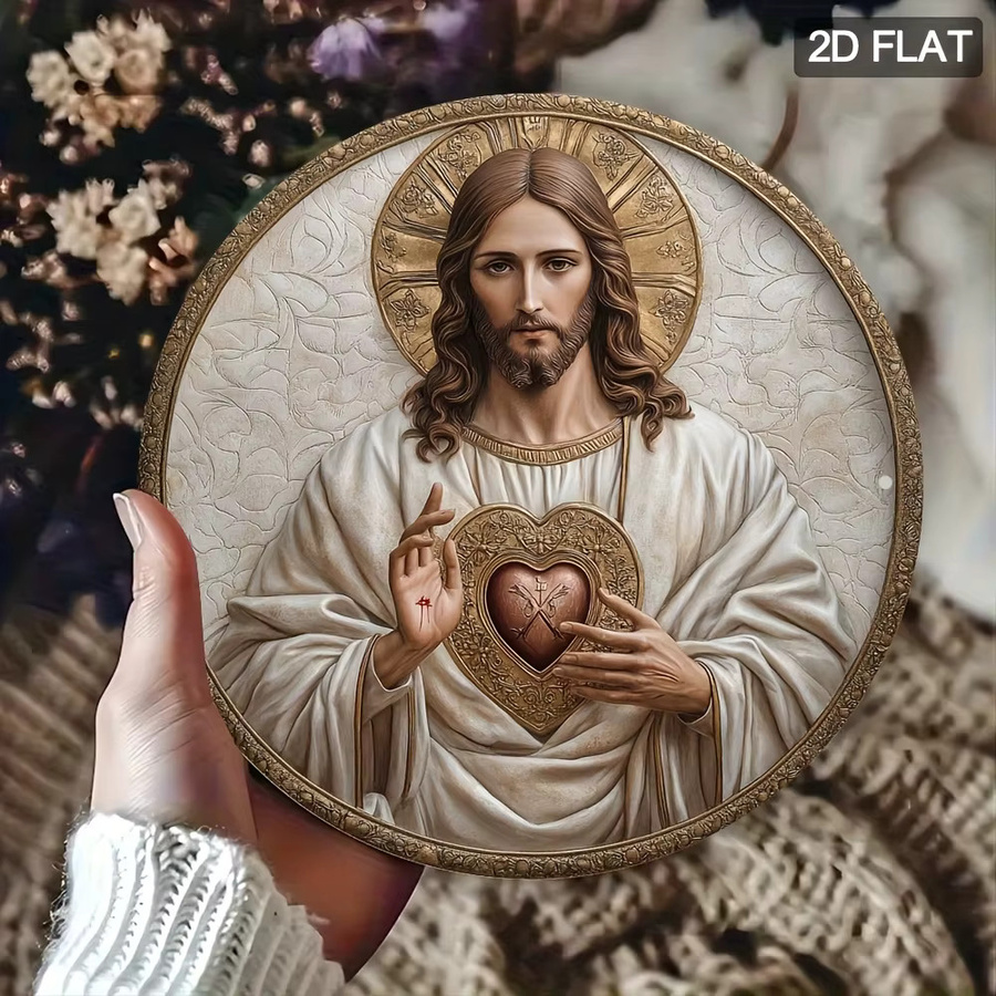Runde religiöse Plakette von Potdemiel mit goldenem Halo-Design, Farbe: Gold, Durchmesser: 20 cm - Bild 3