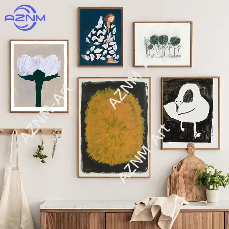 Fine Little Day Leinwandgemälde im skandinavischen Stil mit Schwan, Blumen und botanischen Motiven, Mehrfarbig - Bild 2
