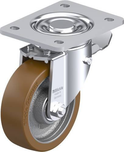 Blickle Lenkrolle LH-GB 125K-3-ST mit Feststeller in Braun und Silber, Rad-Durchmesser: 125 mm, Tragfähigkeit: 550 kg - Bild 1
