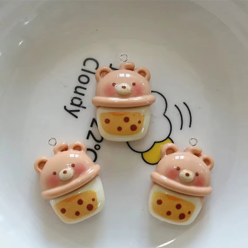 Anhänger Charms, Harz, Bunt, Bär Kaninchen, Tiere - Bild 2