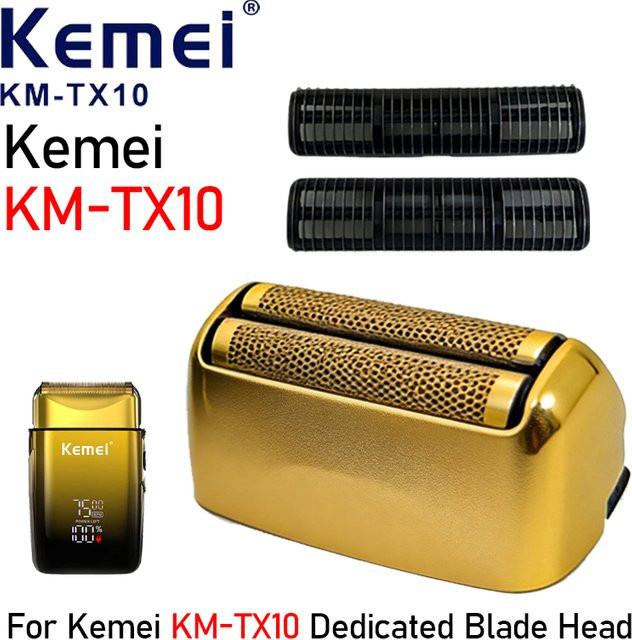 Kemei Ersatzkopf KM-TX10 mit Doppel-Folie und Cutter-Klinge in Gold - Bild 1