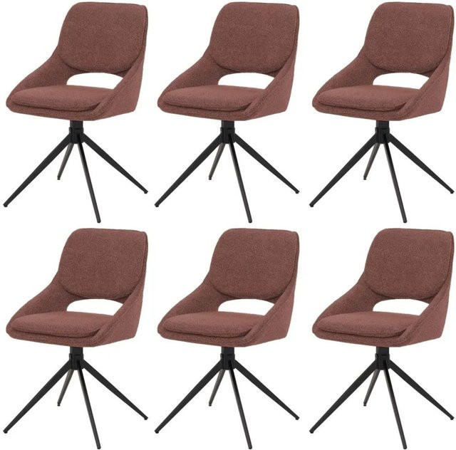 6er-Set MCW Esszimmerstuhl N73 in Braun mit Textil Boucle und Auto-Return Funktion - Bild 2