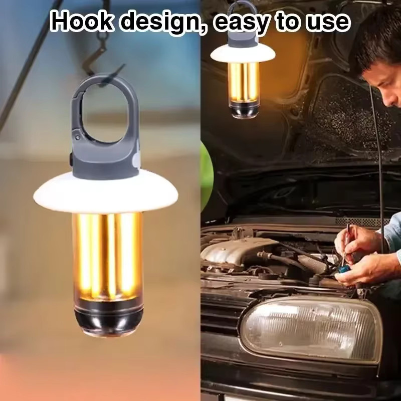 ZHIYU LED-Campinglaterne Schwarz mit USB-Ladefunktion und Haken für den Außenbereich - Bild 3