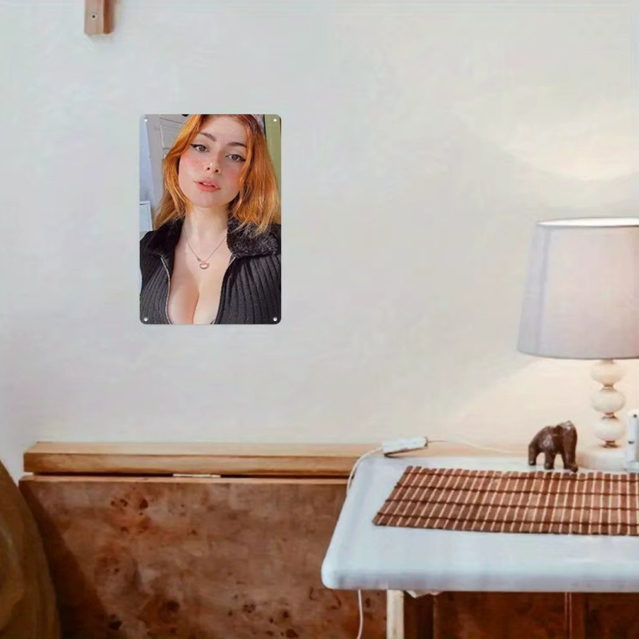Vintage Blechschild CIFBUY Wanddekoration mit Retro-Frau-Portrait in Weiß, Breite: 20,3 cm, Höhe: 30,5 cm - Bild 4