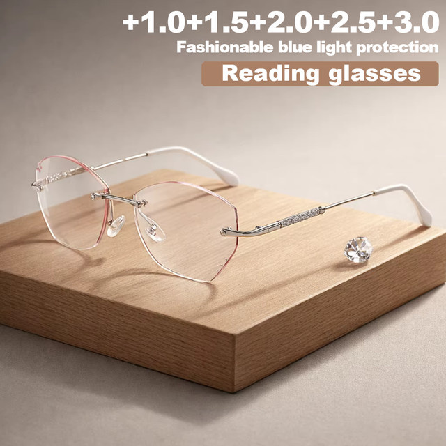 Damen Lesebrille, randlos, quadratisch, Titan, Anti-Blaulicht - Bild 1