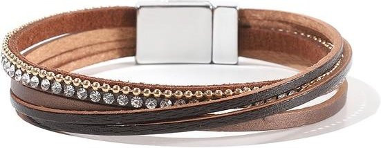 YIRAN Jewelry Armband, Leder, brown, Damen, Kristall - Bild 1