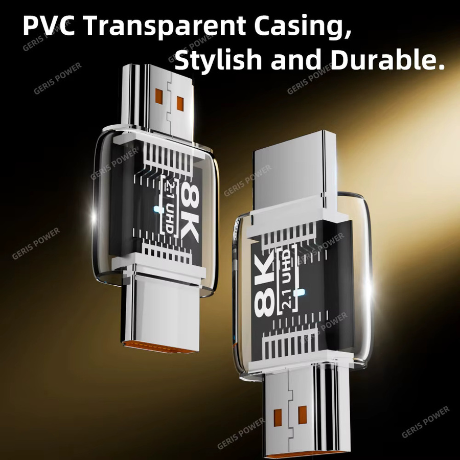 Geris Power HDMI 2.1 Adapter Transparent mit 90, 270 und 360 Grad Winkel für 8K @ 60 Hz HDTV und PS5 - Bild 3