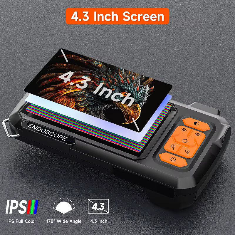 ENWOR Industrielles Endoskop mit 4,3-Zoll-IPS-Bildschirm, schwarze USB-Sonde mit 8 mm Durchmesser und 8 LEDs, wasserdichte Sanitärkamera für Auto-Inspektion und Rohrleitungen - Bild 2