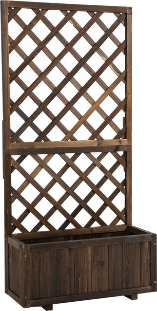 Outsunny Hochbeet aus Holz mit Rankgitter und Blumenkasten in Braun, ideal für Kletterpflanzen und Rosen, B/T/H: 72,5 x 31,5 x 149,5 cm - Bild 1