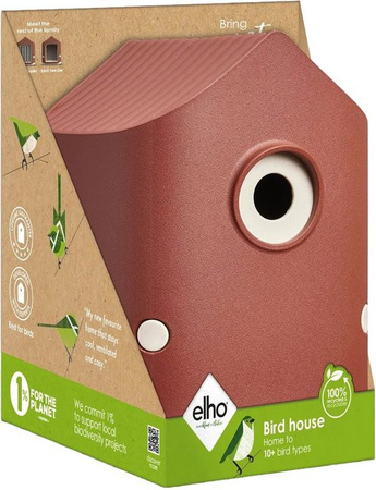Elho Vogelhaus Cosy in Rot-Weiß, Durchmesser: 18 cm