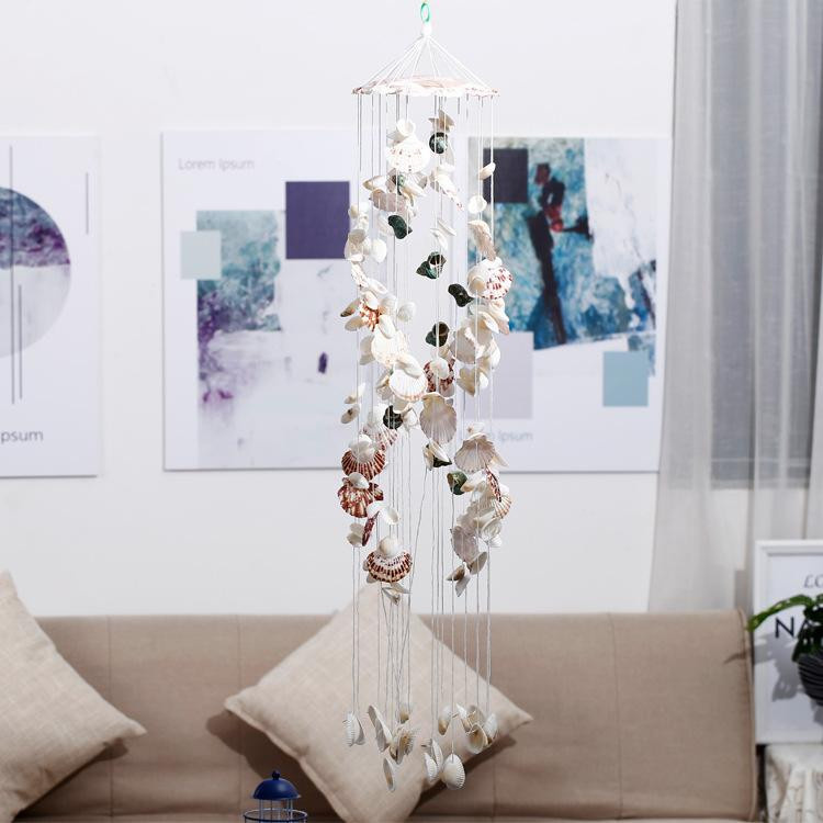 Yiran Furniture Double Dragon Windspiel aus weißen Muscheln im mediterranen Stil zur Dekoration - Bild 2