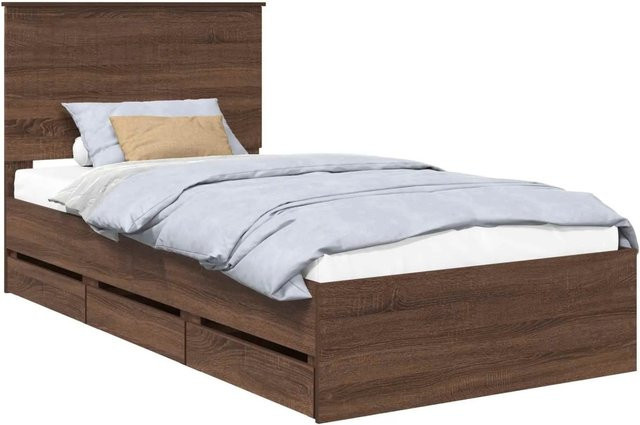 vidaXL Bettrahmen mit Schubladen in Eiche Braun, B/T/H: 100 x 200 x 30,73 cm - Bild 1
