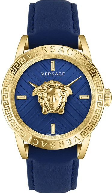 Versace Herrenuhr, Quarz, Edelstahl, 43 mm, Blau, Leder, 5 ATM - Bild 1