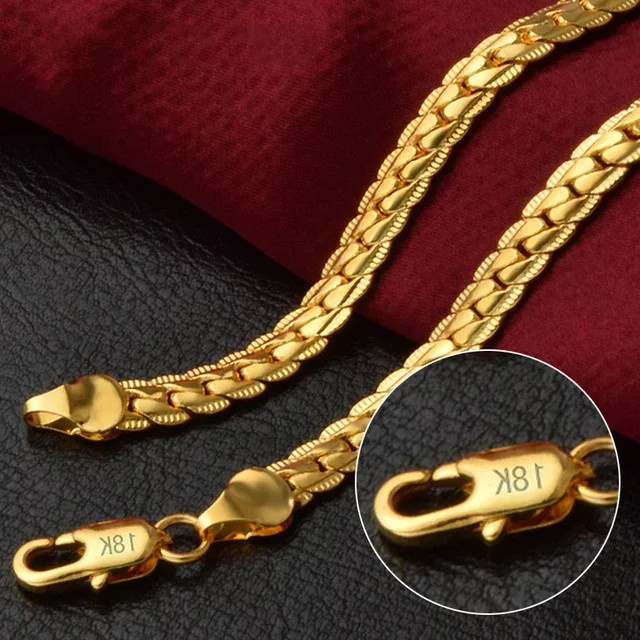 GINSTONELATE Halskette 925 Silber, 18 K Gold, 5 mm, Unisex - Bild 1