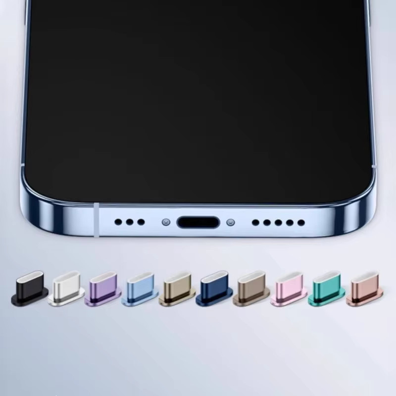 Metall-Staubschutzstecker für iPhone 17 Pro Max 16 15 Serie mit USB-C Anschluss in Blau - Bild 4
