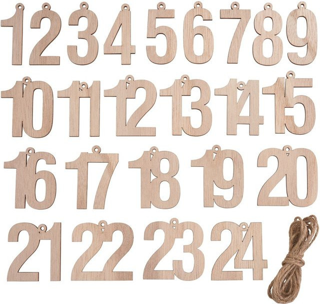 VBS Adventszahlen Anhänger aus Sperrholz mit Kordel in Beige für Advent und Weihnachten - Bild 1