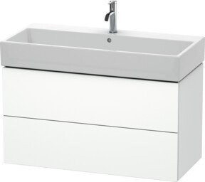 Duravit Waschtischunterschrank L-Cube, Wandhängend, Weiß Matt, 2 Schubladen, Breite: 98,4 cm, Tiefe: 45,9 cm, Höhe: 54,4 cm - Bild 1