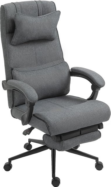 Vinsetto Ergonomischer Bürostuhl mit Fußstütze und Armlehnen in Grau, B/T/H: 66 x 69 x 115-123 cm, Aosom - Bild 1