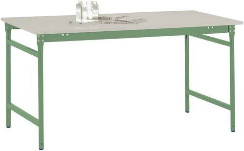 Manuflex Beistelltisch BASIS stationär mit Melamin-Tischplatte in Resedagrün RAL 6011, B/T/H: 200 x 80 x 78 cm - Bild 1