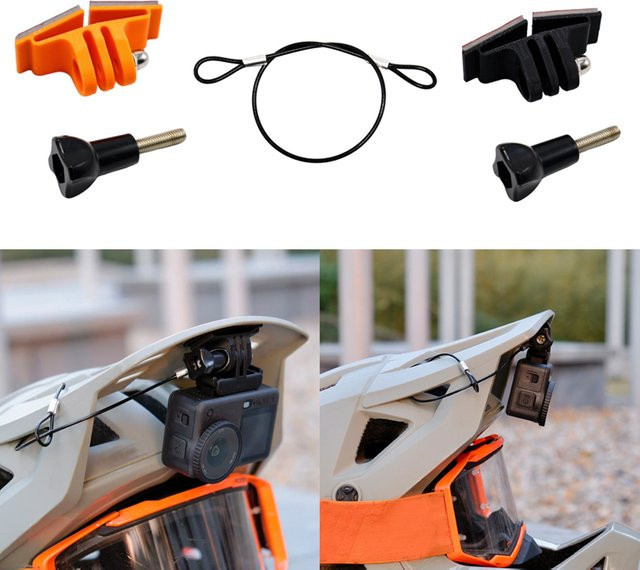 Universelle Downhill-Helm-Visierhalterung für DJI Action 3, Action 4 und Action 5 Pro inklusive Sicherheitsseil - Bild 1