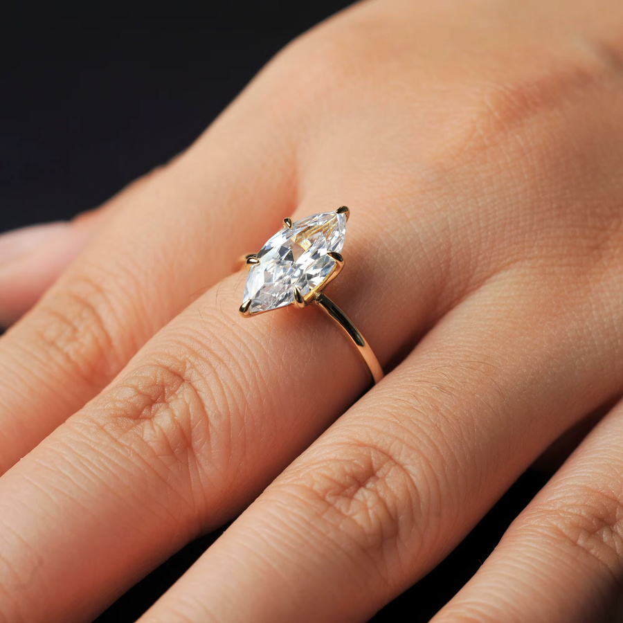 Potiy Verlobungsring, 925 Silber, 14K Gelbgold, Zirkonia, Damen - Bild 3