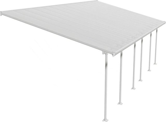 Palram Canopia Terrassenüberdachung Feria Weiß als Anlehnungswandmodell mit Regenrinne aus Aluminium und verzinktem Stahl - Bild 1