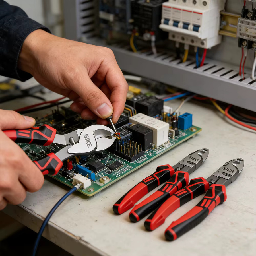 SIKE Mehrzweck-Handwerkzeug-Set mit Kabelschneider, Elektrikerzange, Abisolierzange und Crimpzange - Bild 4