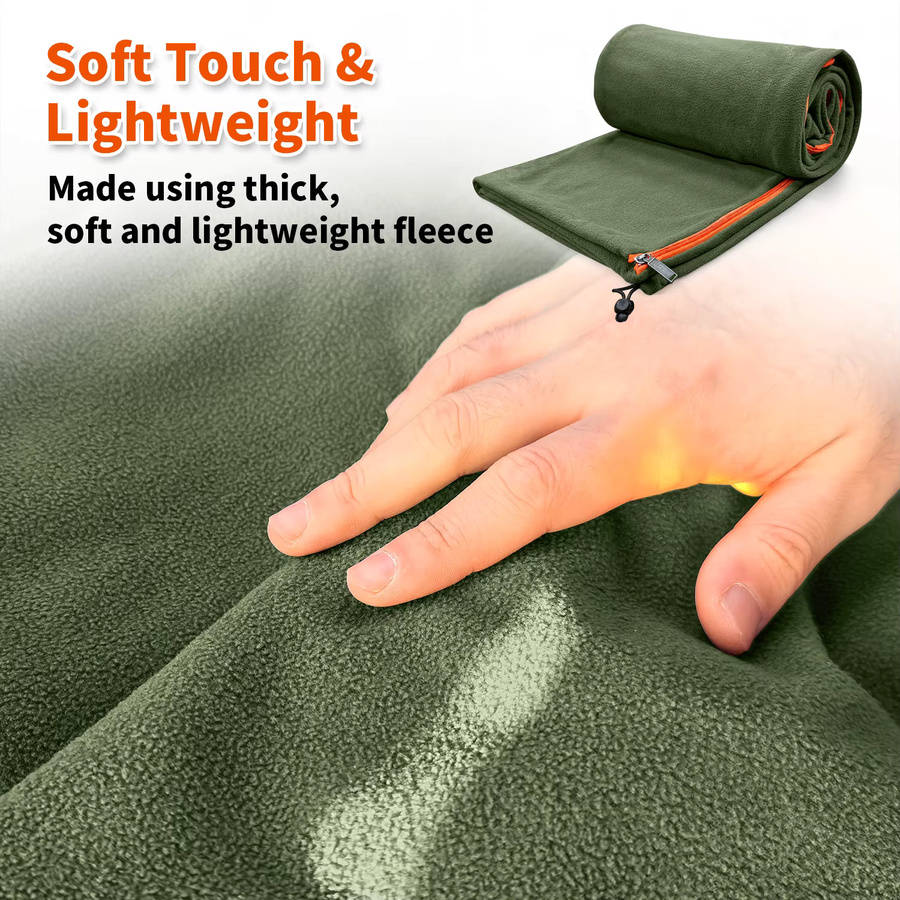 MAPLEAF Fleece-Schlafsack-Einlage für den Winter, leichte Camping-Decke in Grün, Unisex - Bild 3
