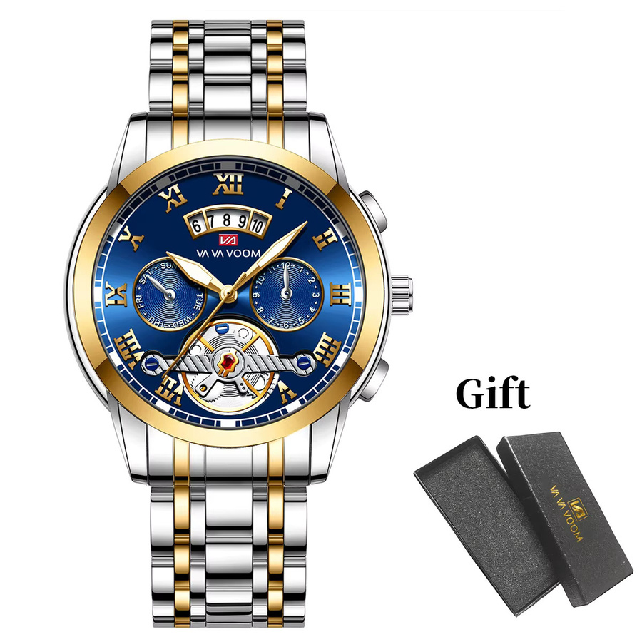 VA VA VOOM Armbanduhr Edelstahl, Analoguhr, Blau, Herren - Bild 4