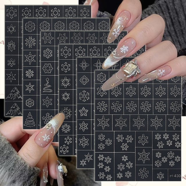 Schneeflocken-Nagelschablonen-Aufkleber, weiß - Bild 1