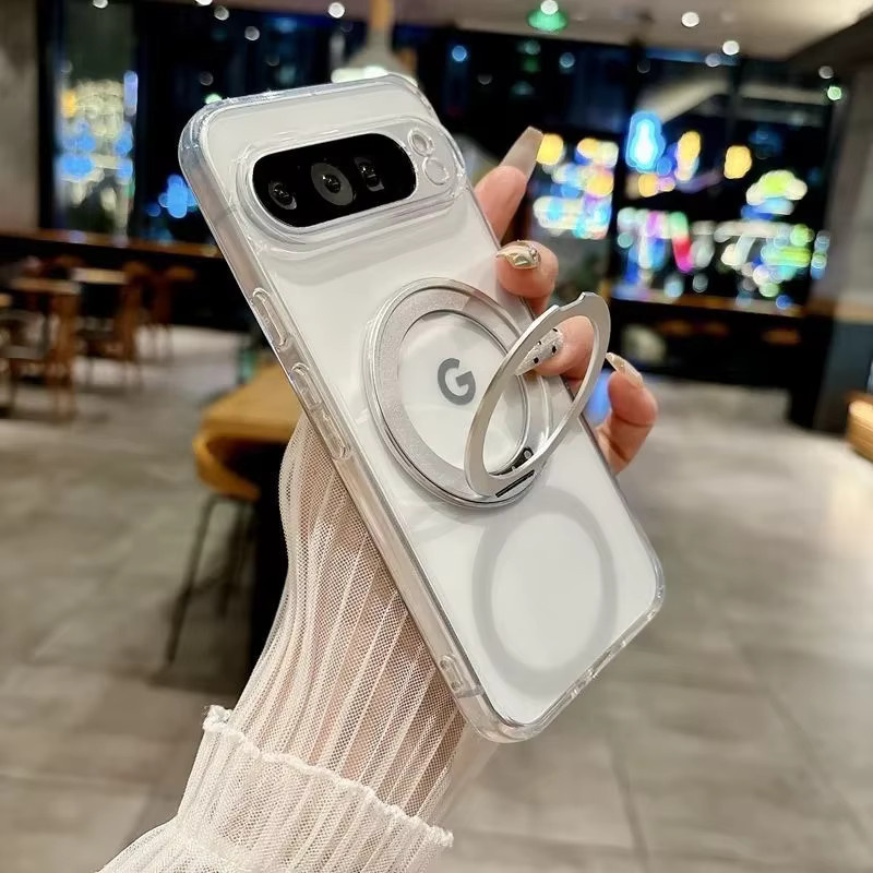 Transparente Magsafe Schutzhülle für Google Pixel 10 9 11 Pro XL 8 7 6 Pro mit 360 Grad drehbarer Halterung und stoßfestem Design - Bild 2