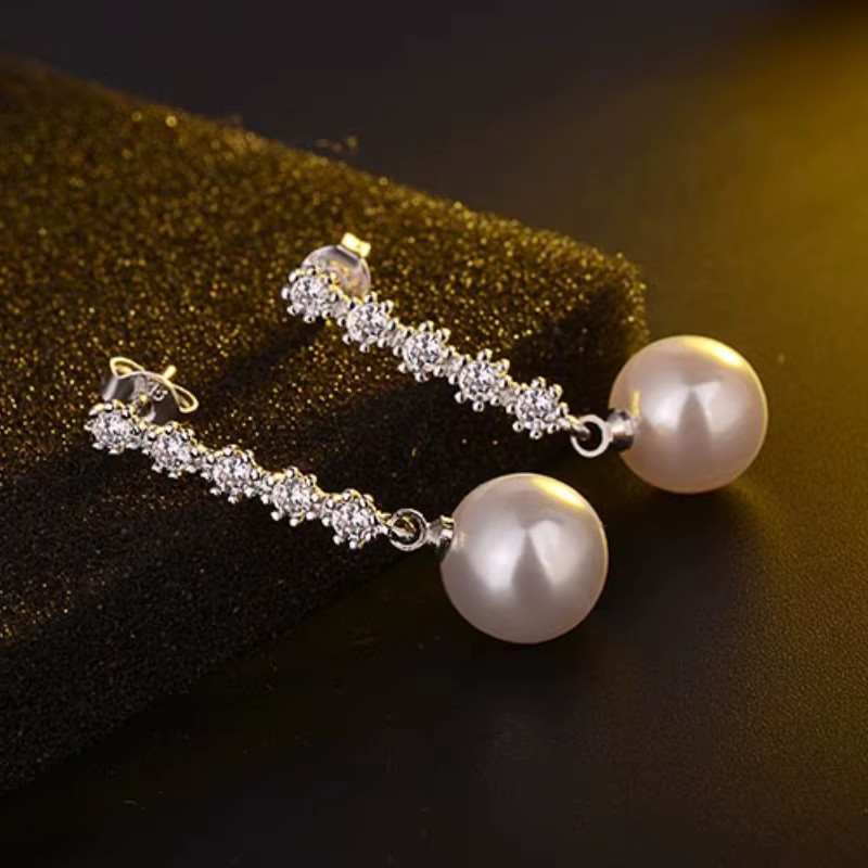 YDSMOSO Moissanit-Ohrringe, 925 Silber, Perle, Damen - Bild 3