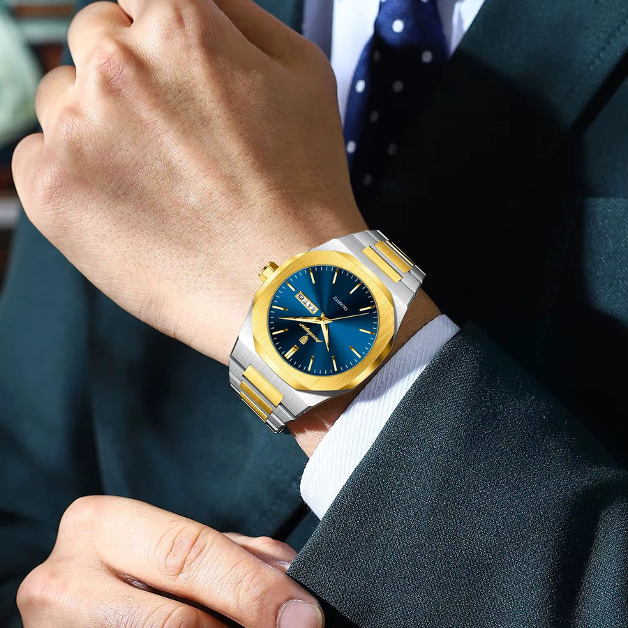 POEDAGAR Armbanduhr Edelstahl, Quarz, Blau, Herren - Bild 5