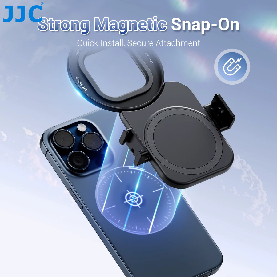 JJC Magnetischer Objektivfilter-Montageadapter 67 mm mit doppelseitigem MagSafe-Kaltschuh für iPhone 17 16 15 14 Pro Max Plus, Schwarz - Bild 2
