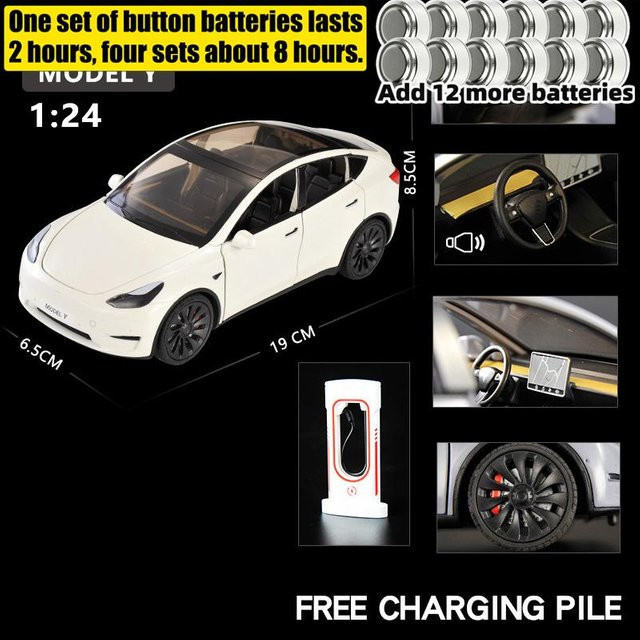 Linyi toy car Model Y Premium Elektro-Crossover, Modellauto, 1:24, Metall, Weiß, ab 14 Jahren - Bild 1