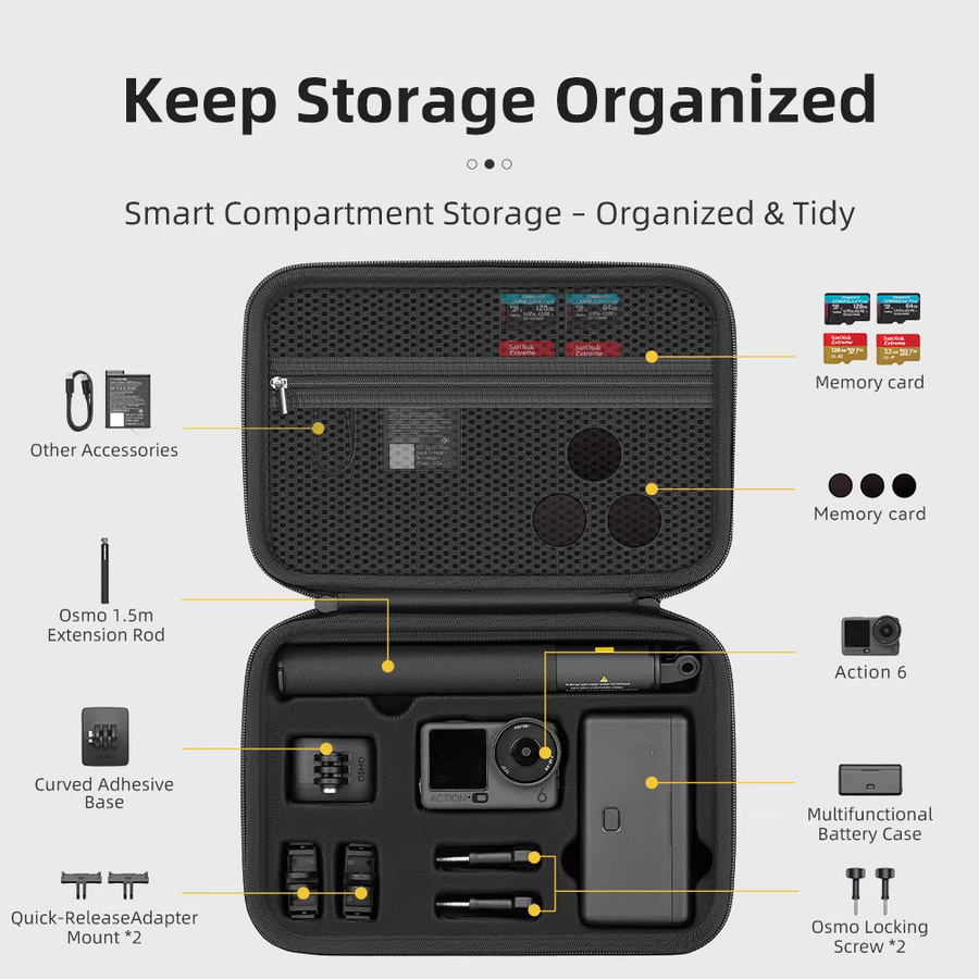 DJI All-in-One Aufbewahrungstasche für Osmo Action 6, Tragbarer Zubehör-Organizer in Schwarz - Bild 2