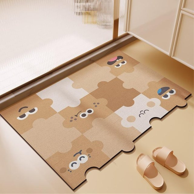 Yiran Furniture Cartoon Puzzle Badezimmer Fußmatte aus Kieselgur, beige, B: 80 cm, T: 50 cm - Bild 1