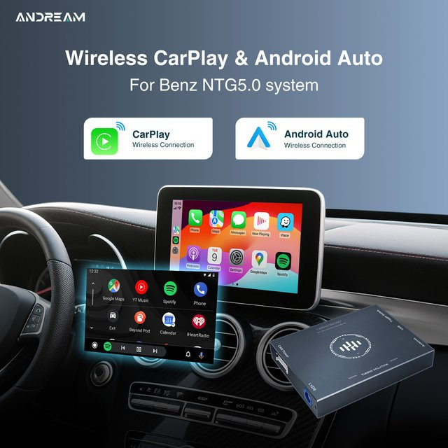 Andream Drahtloser CarPlay und Android Auto MMI Adapter für Mercedes NTG5.0 A B C E S Klasse GLA GLC GLE GLS in Schwarz - Bild 1