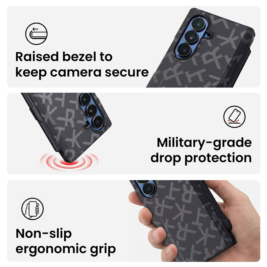 Samsung Schutzhülle für Fold8 Ultra, Fold7, Fold6, Fold5, Fold4 und Fold3 sowie Flip mit integriertem Stiftfach und Stylus in Schwarz - Bild 2