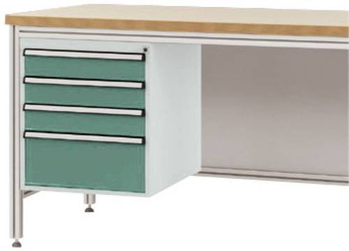 Manuflex Gehäuse-Unterbau ZB4825.0001 für ALU-Arbeitstische in Stahl, Nutzhöhe: 50 cm, für Tischtiefe: 60 cm, mit 4 Schubfächern - Bild 1