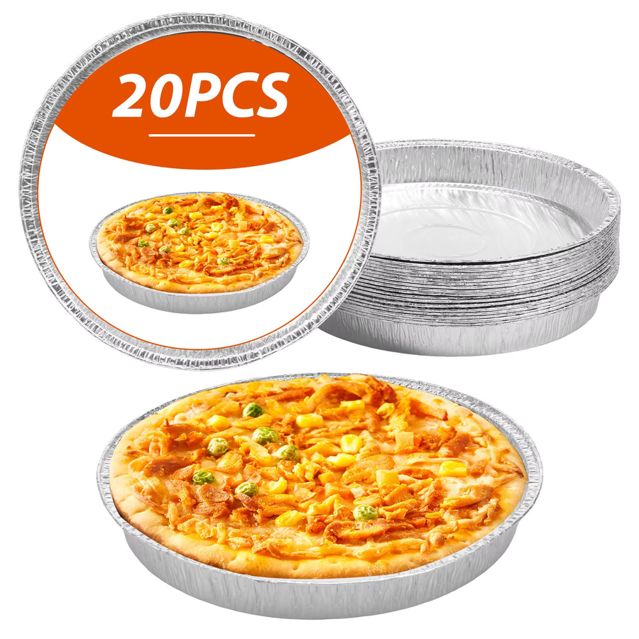 20 Stück Willstar runde Aluminium Pizzapfannen mit Löchern, antihaftbeschichtet, Silber, Durchmesser: 25,4 cm - Bild 2